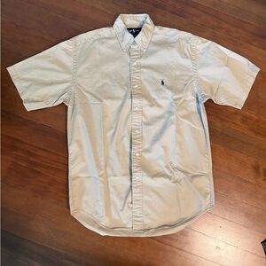 Ralph Lauren Light Beige Short Sleeve Button Down Shirt Men’s Small